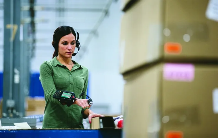 Woman using Voice Automation